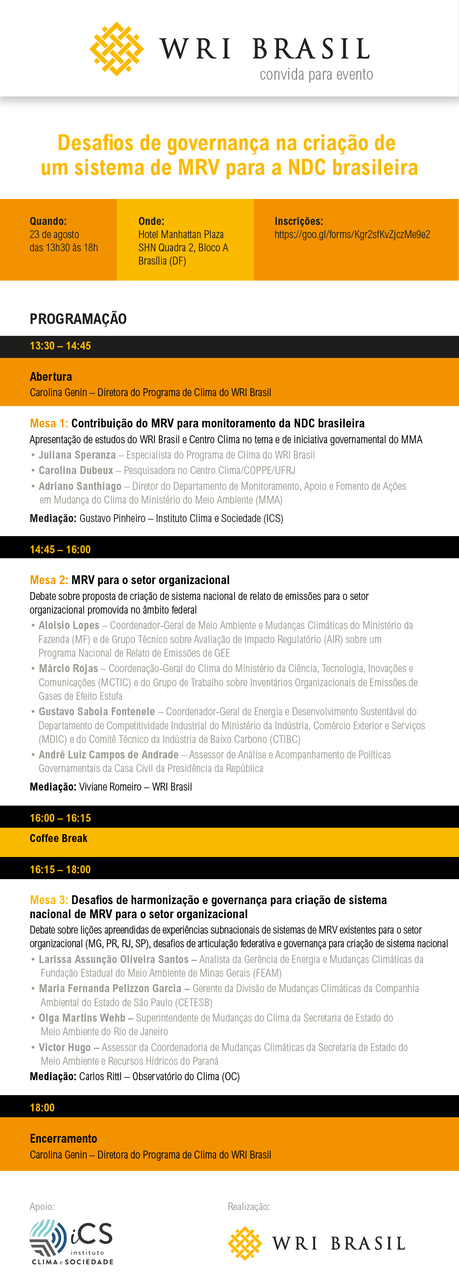Desafios de governança na criação de um sistema de MRV para a NDC brasileira @ Brasília-DF