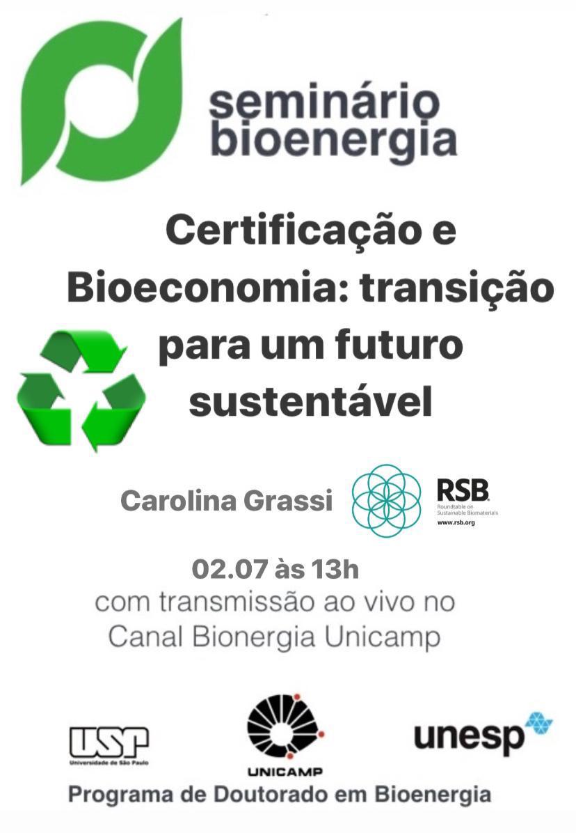 Seminário Bioenergia | Certificação e bioeconomia: transição para um futuro sustentável @ YouTube