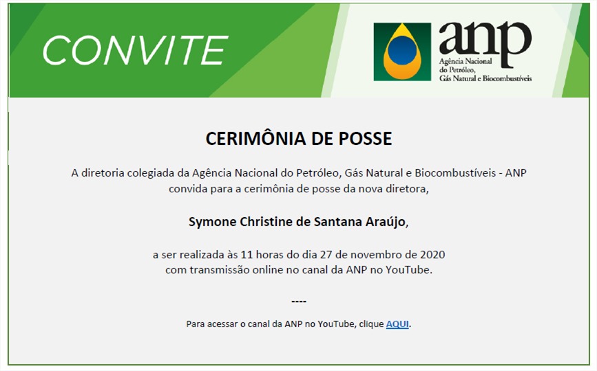 Cerimônia de posse da nova diretora da ANP, Symone Araújo @ YouTube