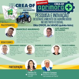 Crea-DF promove o webinar Pesquisa e Inovação: Desenvolvimento do Agronegócio no Distrito Federal