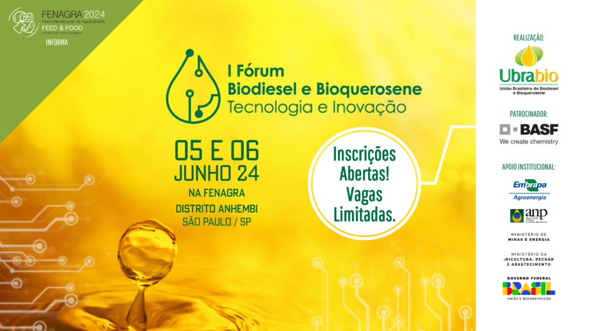 Inscrições abertas do I Fórum de Biodiesel e Bioquerosene: Tecnologia e Inovação